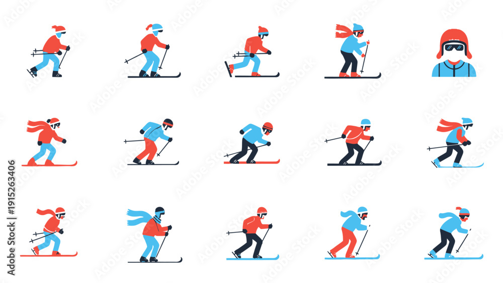 Fototapeta premium Skiers enjoying winter sports on the slopes.