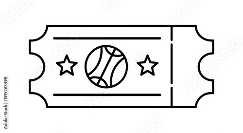Dynamic Sports Event Ticket Icon Vector Illustration Representing Admission Pass or Game Entry with Star and Ball Graphic