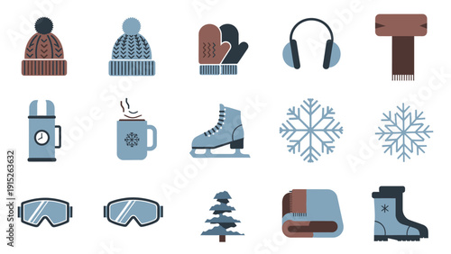 Winter Essentials Collection - Hats, Mittens, Skates, and Snowflakes.