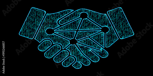 Digital Trust Handshake Icon - Technology Partnership and Cyber Security Connectivity Vector