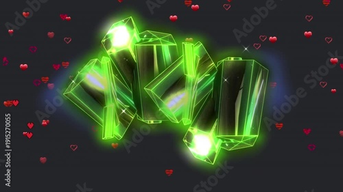 Digital animation of green digital waves against clouds in the sky