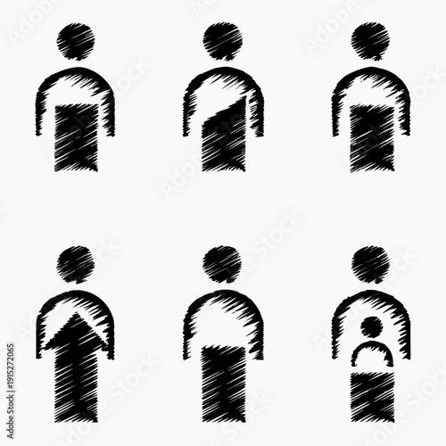 Six black and white human with scribble texture human scribble texture workplace engagement