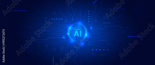 Futuristic AI Core Processor Digital Network Background