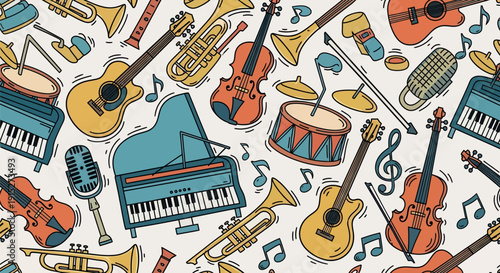 Engaging musical instruments collage for music themed events party invitations educational workshops music store marketing materials or creative childrens book covers
