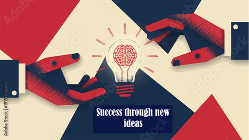 Creative breakthrough concept with glowing symbol exchanged between reaching gestures, representing digital progress, strategic thinking, and modern entrepreneurial success.