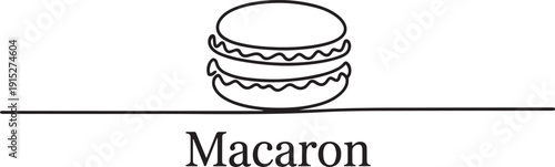 Continuous one line design of macaron cookie, Restaurant food menu design concept. one line Art icon drawing vector