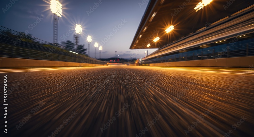 Obraz premium Warm light ambiance on racetrack with dynamic motion blur
