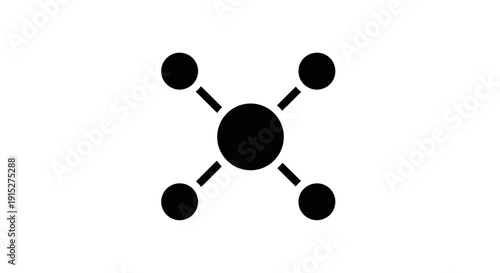 Simple Black Molecular Structure Icon.
