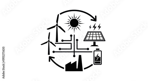 Renewable Energy Sources and Technology Icons.