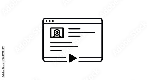 Simple Line Icon of Web Browser Window.