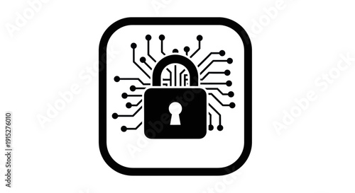 Locked Padlock with Circuit Board Design.