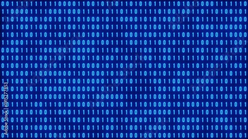 Loop of 5s Green and Blue binary digits fill the screen within a video player UI, featuring play, timeline, and volume controls