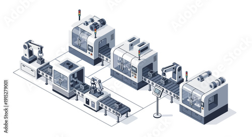 Industrial manufacturing facility with various machinery and equipment.