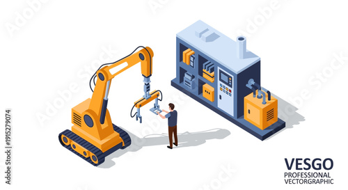 Industrial machinery and equipment with excavator and worker.