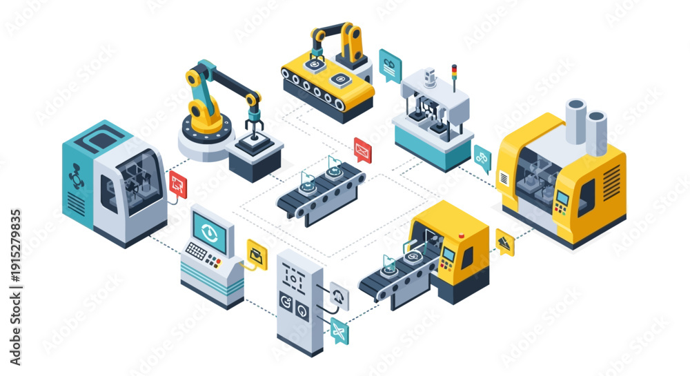 Obraz premium Industrial machinery and robotic equipment in a manufacturing process.