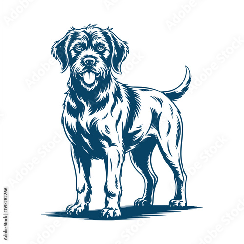 Schnauzer Standing Detailed Dog Vector Illustration