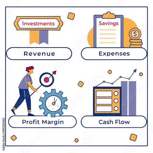 Monthly finance report for investments revenue expenses profit margin cash flow