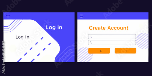 Mobile app interface displaying login and account creation screens