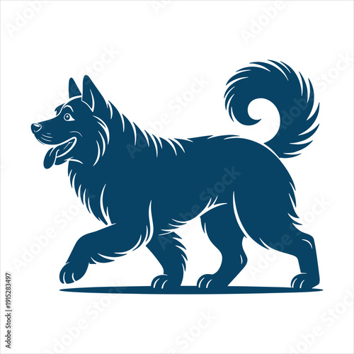 Spitz Dog Walking Full Body Vector Illustration