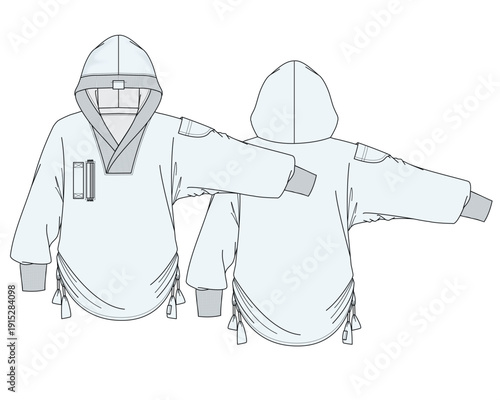 Techwear hoodies vector design technical illustration by adobe illustrator.