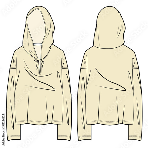 Performance hoodies technical illustration vector mockup template.