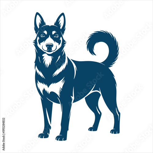 Shiba Inu Style Standing Dog Detailed Vector Illustration