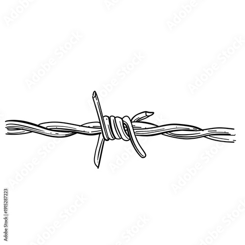 barbed wire horizontal vector line art hand drawn illustration