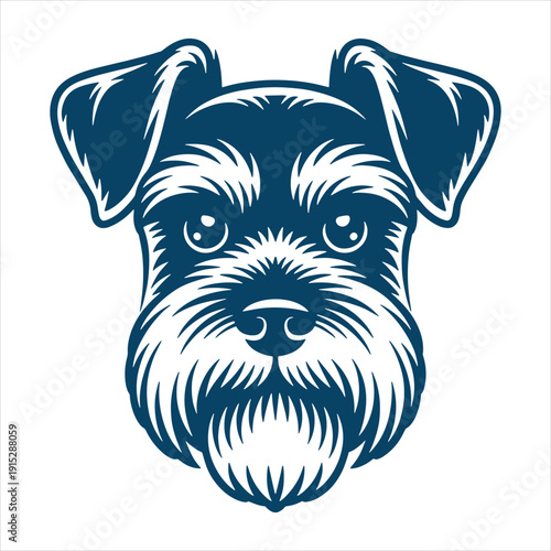 Schnauzer Dog Head Detailed Vector Illustration