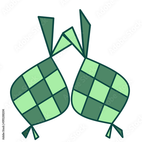 Vector illustration of Indonesia's traditional rice dish usually served when Eid Al-Fitr