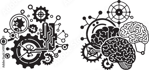 Innovative Mind with Gears and Brainstorming Concepts Combined