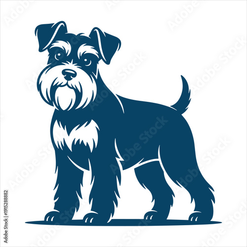 Schnauzer Dog Standing Detailed Vector Illustration