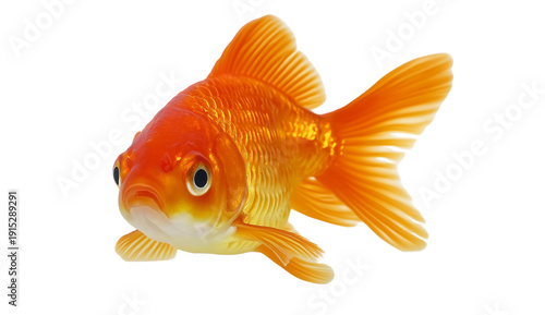  a golden fish swimming in the water, isolated on a white background with photorealistic studio lighting.