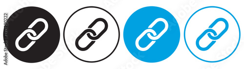 Web link icon set, chain link symbols, URL and external link icons, share link, internet URL, attach link, vector UI illustration