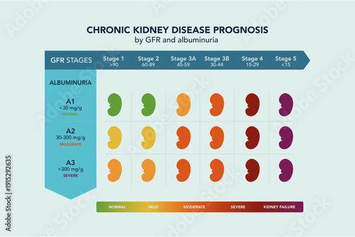 Chronic kidney disease prognosis by GFR and albuminuria medical chart