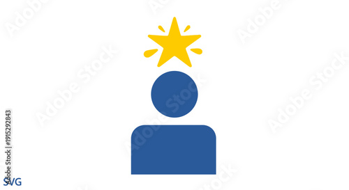 Star Icon Above Person Silhouette - Success and Achievement Concept