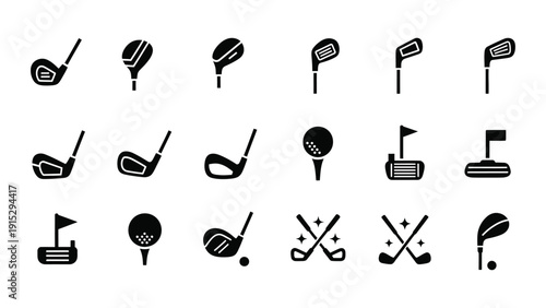 golf club flat icon. golf stick silhouette vector illustration isolated