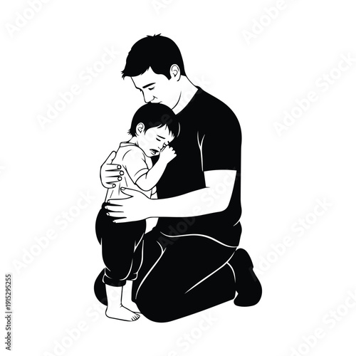 Loving father comforting crying baby in tender moment