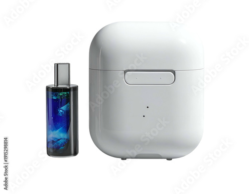 White charging case and transparent vape pod