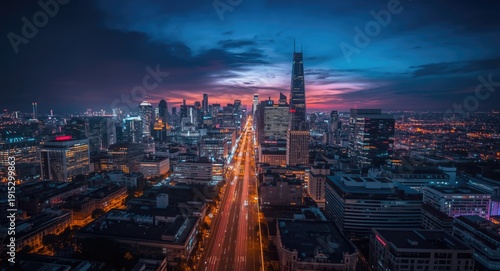 Wallpaper Mural Radiant cityscape illuminated by vibrant night lights during twilight Torontodigital.ca