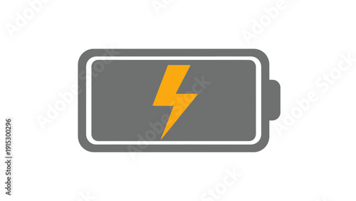 Battery Charging with Lightning Bolt Symbol.