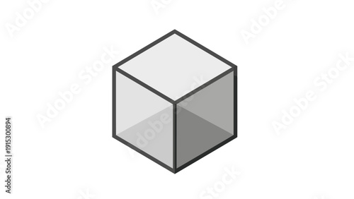 Simple 3D Cube Illustration with Shading.