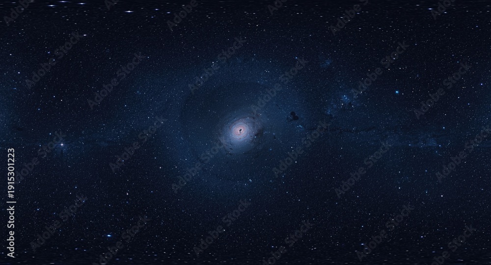 Fototapeta premium Immersive 360 degree cosmic panorama with sparkling stars and detailed starry space backdrop