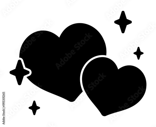 大小のハートキラキラシルエット