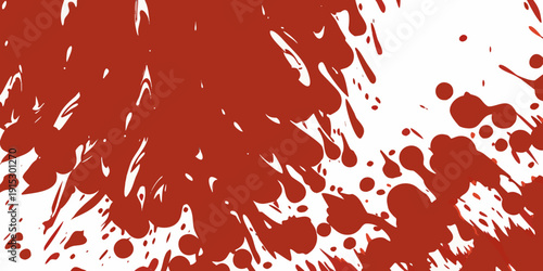 Abstract red splatters and droplets on a white background