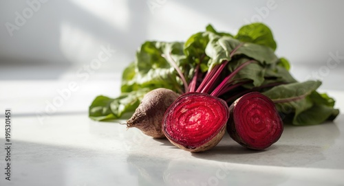 Fresh whole and halved beet...
