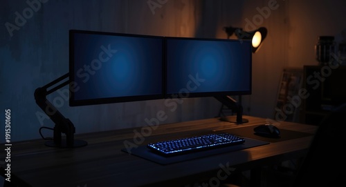 Tech savvy desk setup featu...