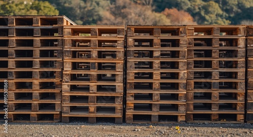 Exposed stacked wooden pall...