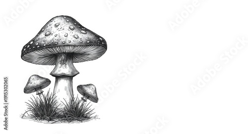 Whimsical grayscale illustr...