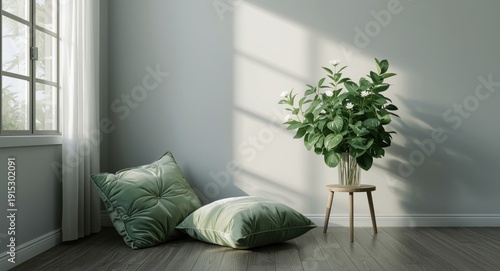Relaxing green cushions adj...