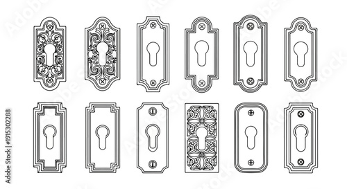 A diverse collection of ornate and modern door knobs and handles Vector